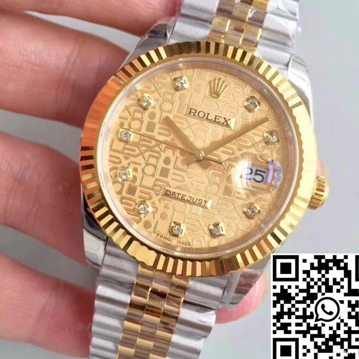 EW Datejust Gold 41MM Rolex Textured Factory Dial Diamond-studded 126333-0003 1217